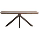 Eettafel Batti Robuust Bruin Deens Ovaal 200cm - Mangohout/Metaal - Giga Meubel