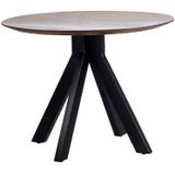 Eettafel Batti Robuust Bruin Rond 100cm - Metaal/Mangohout - Giga Meubel