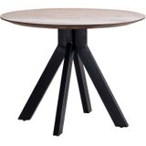 Eettafel Batti Robuust Bruin Rond 100cm - Metaal/Mangohout - Giga Meubel