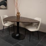 Eettafel Owen Kiezel Bruin O-poot 160cm - Mangohout/Metaal - Giga Meubel