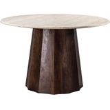 Giga Meubel - Eettafel Rond 150cm - Travertin - Bruin - Eettafel Lucio