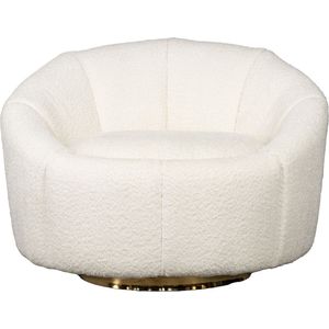 Fauteuil Wit Bouclé - Draaibaar - 95x83x69cm - Fauteuil Florine - Giga Meubel