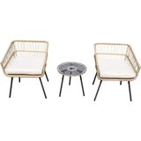 Tuinset Dylano Rattan 2 Stoelen & 1 Tafel Naturel - Giga Meubel