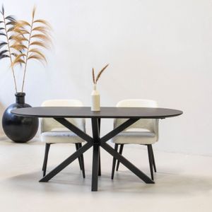 Giga Meubel - Eettafel Ovaal - Zwart - 180cm - Eettafel Dean