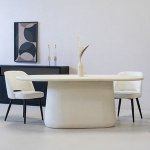 Eettafel Romy Beige Ovaal 200cm - MDF/Beton Ciré - Giga Meubel
