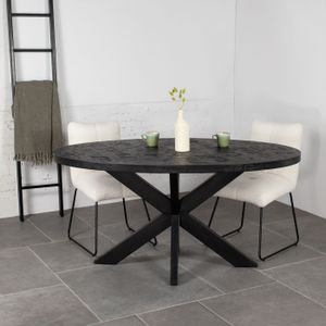 Giga Meubel - Eettafel Juda Zwart Ovaal 160cm - Mangohout|Metaal