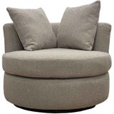 Draaifauteuil Thony Rond Taupe Taupe - Metaal/Schuimstof/Grenen - Giga Meubel