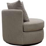 Draaifauteuil Thony Rond Taupe Taupe - Metaal/Schuimstof/Grenen - Giga Meubel