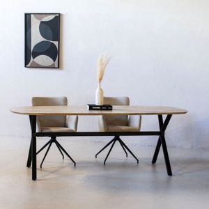 Eettafel Naturel - Mangohout - 220cm - Deens Ovaal - Eettafel Famke - Giga Meubel