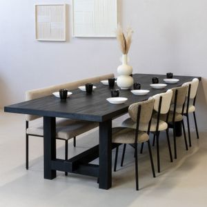 Eettafel Zwart - 300cm - Mangohout - Industrieel - Eettafel Frans - Giga Meubel