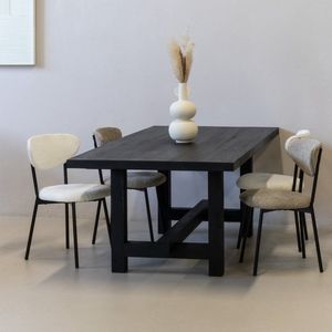 Eettafel Zwart - 200cm - Mangohout - Industrieel - Eettafel Frans - Giga Meubel