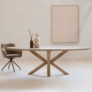 Eettafel Ovaal - Naturel - 160cm - Hardhout - Eettafel Onno - Giga Meubel