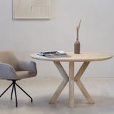 Eettafel Rond - Naturel - Ø130cm - Hardhout - Eettafel Heleen - Giga Meubel