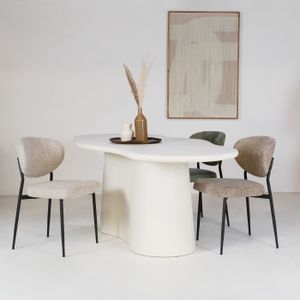 Giga Meubel - Eettafel Beige Organisch 220cm - Japandi Stijl