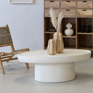 Salontafel Tess Ovaal Beige 90cm - Beton/MDF - Giga Meubel