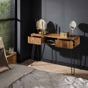 Giga Meubel - Kaptafel Wave - Zandkleur - Massief Mango - 2 Lades