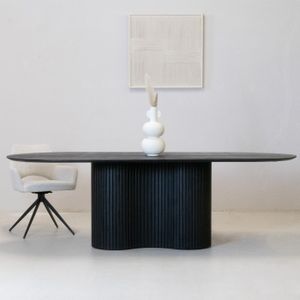 Eettafel Ava Ovaal Zwart 240cm - Mangohout - Giga Meubel