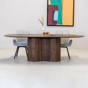 Eettafel Ovaal - Donkerbruin - Hout - 300cm - Eettafel Ava - Giga Meubel