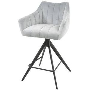 Giga Meubel - Barstoel Velvet Zilver - Zithoogte 68cm - Stoel Cinema