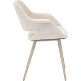 Eetkamerstoel Stof Beige - 57x58x82cm - Incl. Armleuning - Jess