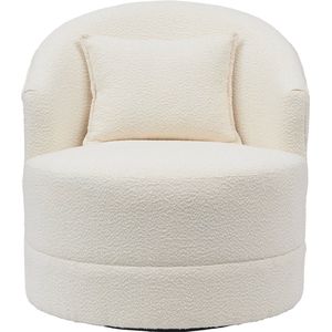 Fauteuil Bouclé Beige - 75x75x82cm - Japandi - Zithoogte 44,5cm - Taavi