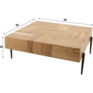 Salontafel Vierkant - Naturel - Landelijk - 90x90x35cm