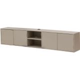 Zwevend Tv-meubel Loiza Taupe 200cm 4-deurs Taupe - Mangohout - Giga Meubel