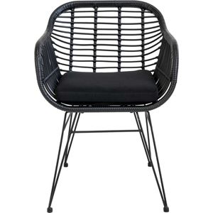 Fauteuil Rotan Zwart - Zithoogte 43cm - 60x57x82cm