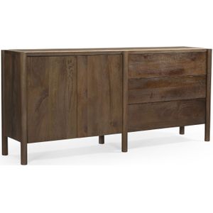 Dressoir Laurie Bruin 190cm Travertin - Mangohout/Travertin - Giga Meubel