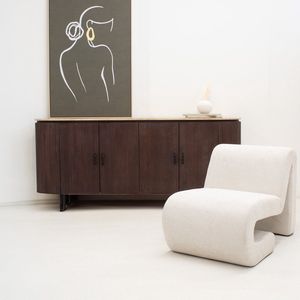 Dressoir Amber Bruin Travertin 200cm - Mangohout/Metaal/Travertin - Giga Meubel