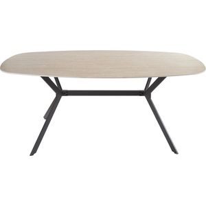 Giga - Eettafel Ceramic - Travertinlook - 180x90x76cm - Stalen Onderstel