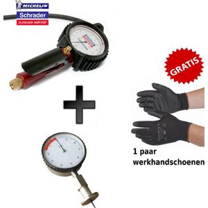 Michelin Eurodainu professionele bandenvulmeter + Tyre Safety bandenprofielmeter 0-10mm klokmodel