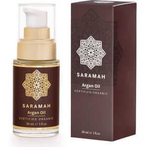SARAMAH® Arganolie Puur 50 ml - Voor haar, huid en gezicht - 100% Puur & Biologisch - Hydraterend, voedend en herstellend - Rijk aan omega 3 en 6, vitamine E en F - Huidolie en Haarolie - Koudgeperst - Moroccan Argan Oil