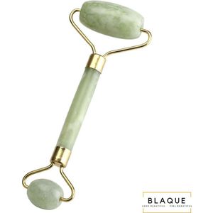 Blaque Jade Roller - Jaderoller van groen Xiuyu Jade - inclusief gouden opbergzakje - massage roller voor gezicht - anti-rimpel en tegen wallen
