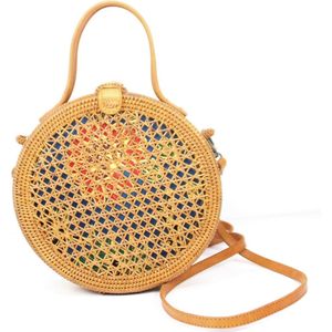 DUA Net Webbing Clutch Ronde Rieten Bali Tas