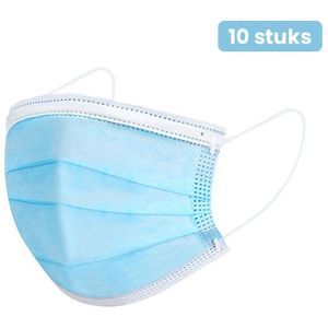 Mondmaskers - Blauw - 3-laags - 10 Stuks