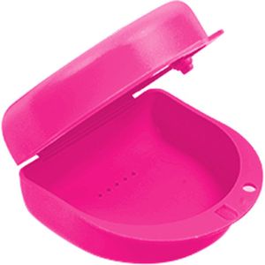 Gebitsbakje - Beugelbakje voor Protheses, Beugels, Bitjes - Roze - Medium