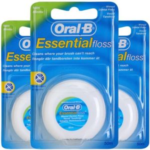 Oral-B - Essential Floss - Flosdraad - 3 x 50 meter - Waxed met Frisse Mintsmaak