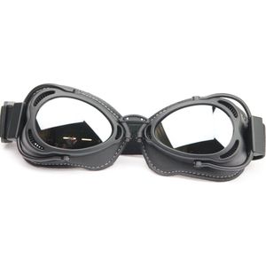CRG Radical Motorbril - Mat Zwart Retro Motorbril - Motorbril voor Heren - Zilver Reflectie Glas