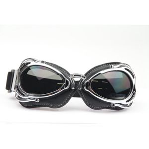 CRG Radical Motorbril - Chrome Retro Motorbril - Motorbril voor Heren - Smoke Glas