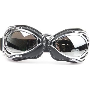 CRG Radical Motorbril - Chrome Retro Motorbril - Motorbril voor Heren - Zilver Reflectie Glas