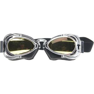 CRG Radical Motorbril - Chrome Retro Motorbril - Motorbril voor Heren - Geel Glas