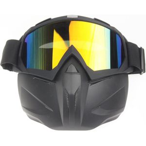 Pothelm Masker voor Motor-Fiets-Scooter - Goggle Maks & - Airsoft Masker Motormasker - Ski Bril Snowboard Masker Scooter Masker - Airsoft Bril - Goud Reflectie Lens