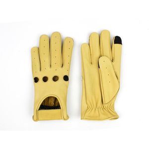 Gladiator driver leren motor & autohandschoenen old yellow - geel | dames & heren | maat S