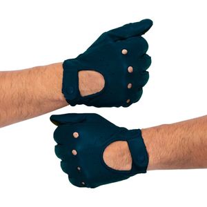 Leren Handschoenen Driver - Motor & Autohandschoenen- 100% Lamsleder - Donker Blauw - Exclusieve Autohandschoenen - Race Handschoenen - Maat XL