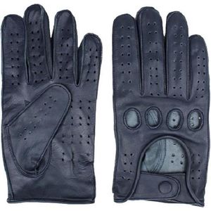 DriveLux™ Racing Leren Handschoenen Heren - Navy Luxe - Leren Auto/Motor Handschoenen - Driving Gloves - Maat L (: 23,5 - 26,5 cm) - Ademend en Waterbestendig – Gemaakt van Lamsleer