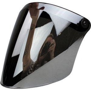 Flip up vizier | 3 drukknopen | voor jethelmen | zilver reflecterend | helmvizier