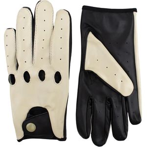 DriveLux™ Echt Lamsleren Autohandschoenen - Deep Onyx & Beige Leren Handschoenen- Dames & Heren Maat (XS: 16,5 - 18,5 cm) - Ademend en Waterbestendig - Polished Leather