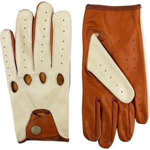 DriveLux™ Echt Lamsleren Autohandschoenen - Cognac & Beige Leren Handschoenen- Dames & Heren Maat (XXL: 29 - 30 cm) - Ademend en Waterbestendig - Polished Leather