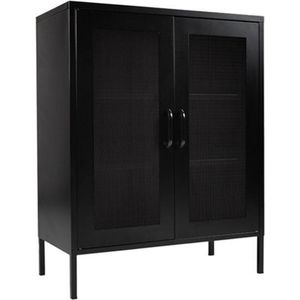 MaximaVida metalen locker vitrine kast Finn 102 x 80 x 40 cm zwart - 2 schappen